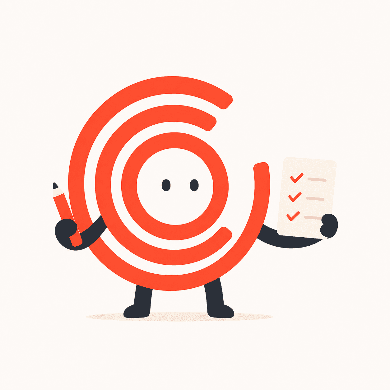 Mascotte Signal OKTRA tenant un crayon et une checklist